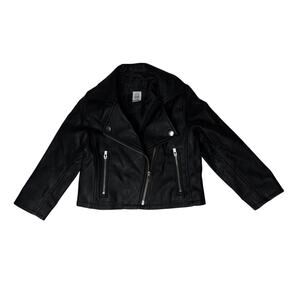 Gap Baby Black Faux Leather Moto Jacket 3 YO Toddler Casual Biker